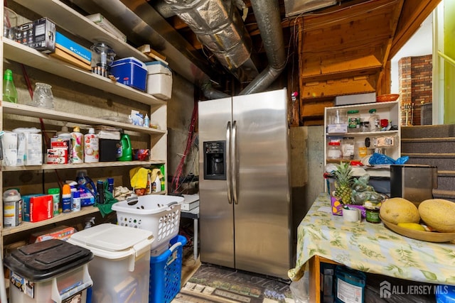 53 Rath Ln, East Brunswick, NJ 08816 - kitchen featuring stainless steel refrigerator with ice dispenser and open shelves