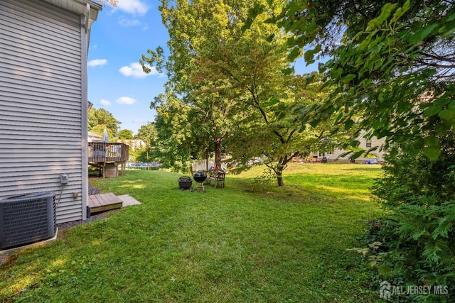 53 Rath Ln, East Brunswick, NJ 08816 - view of green lawn featuring a wooden deck