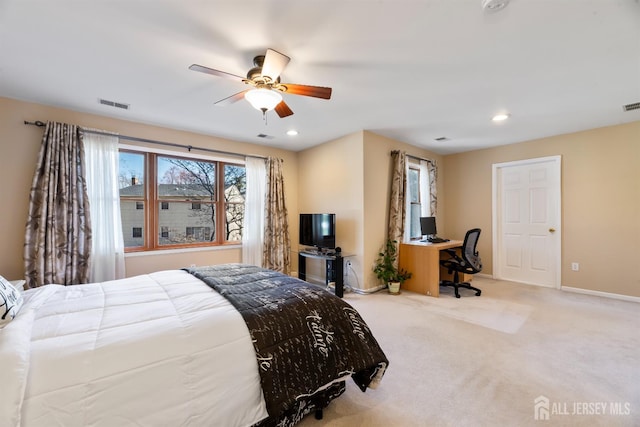 53 Rath Ln, East Brunswick, NJ 08816 - carpeted bedroom featuring a desk, recessed lighting, and a ceiling fan