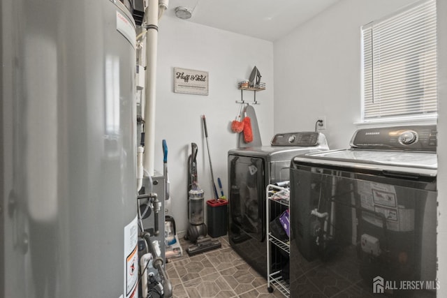 3 Mendon Ct, Howell, NJ 07731 - laundry room with separate washer and dryer, gas water heater, and tile patterned floors