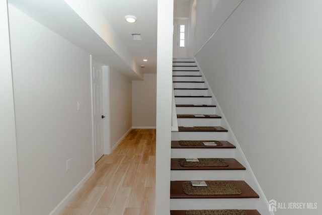 100 Cutters Dock Rd, Woodbridge Proper, NJ 07095 - stairs with wood finished floors and recessed lighting