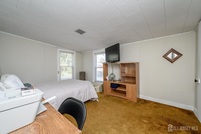 667 Seminary Ave, Rahway, NJ 07065 - bedroom featuring carpet flooring, ornamental molding, and lofted ceiling