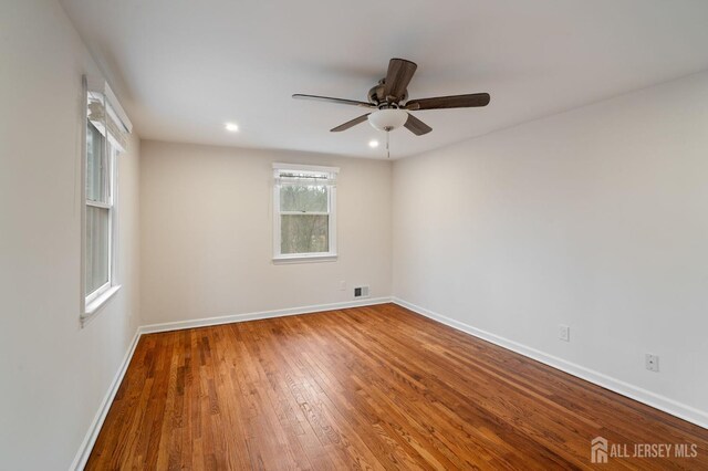 18 Back Bone Hill Rd, Millstone, NJ 08510 - unfurnished room with ceiling fan, hardwood / wood-style floors, baseboards, and recessed lighting