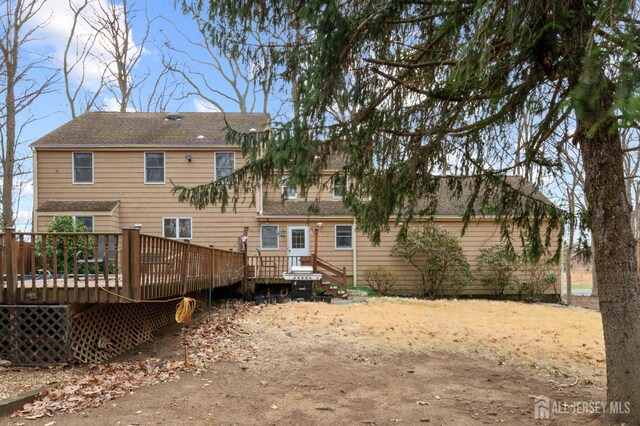 18 Back Bone Hill Rd, Millstone, NJ 08510 - rear view of house featuring a deck and roof with shingles