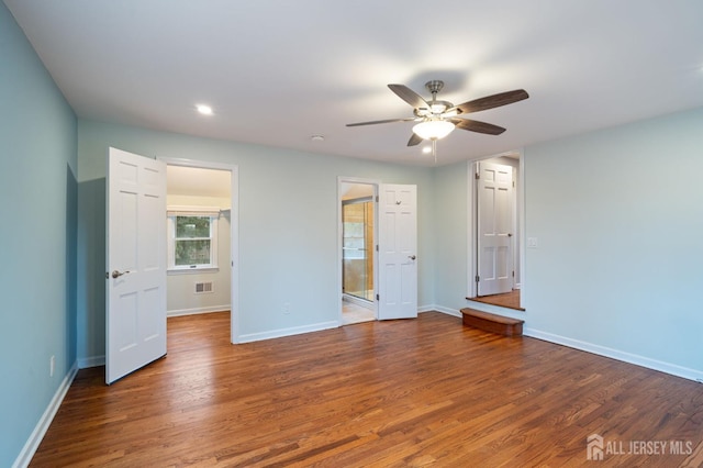 18 Back Bone Hill Rd, Millstone, NJ 08510 - unfurnished bedroom with baseboards, wood finished floors, recessed lighting, and a ceiling fan