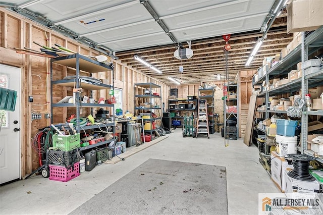 garage with a garage door opener