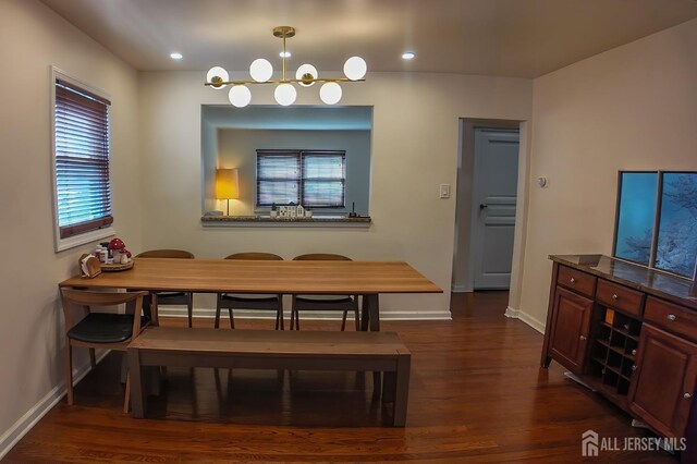 202 Jackson Ave, Edison, NJ 08837 - dining room with dark wood-type flooring, baseboards, healthy amount of natural light, and recessed lighting