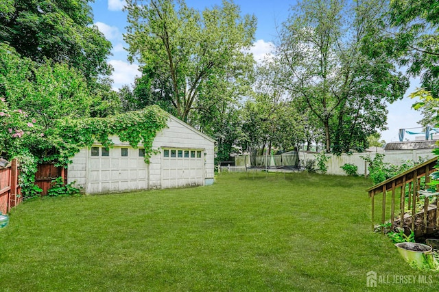 10 W Church St, Jamesburg, NJ 08831 - fenced backyard with an outbuilding and a detached garage