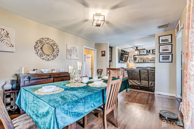 114 Garden Ter, Edison, NJ 08817 - dining room with dark wood finished floors and a ceiling fan