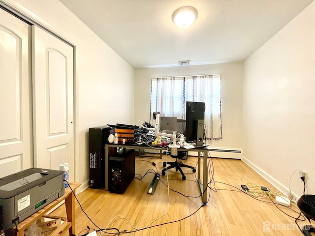 home office featuring hardwood / wood-style flooring