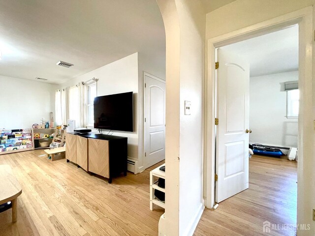 living room featuring light hardwood / wood-style flooring