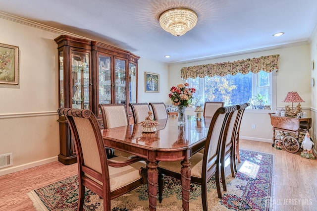 815 Marlboro Rd, Old Bridge, NJ 08857 - dining room featuring crown molding, light wood-style flooring, recessed lighting, and a chandelier
