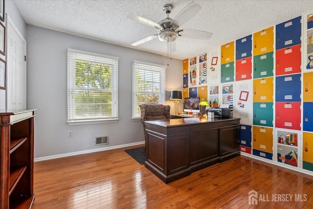 11 Cardinal Ct, Old Bridge, NJ 08857 - office with hardwood / wood-style floors, ceiling fan, a textured ceiling, and baseboards
