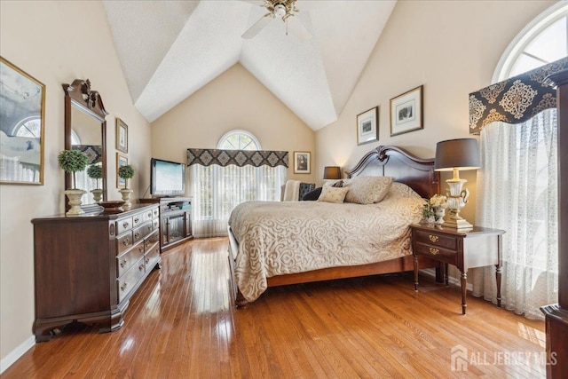 11 Cardinal Ct, Old Bridge, NJ 08857 - bedroom with wood-type flooring, vaulted ceiling, and a ceiling fan