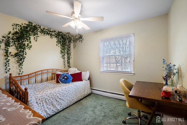 108 Colonia Rd, Colonia, NJ 07067 - bedroom featuring ceiling fan, carpet flooring, and a baseboard radiator