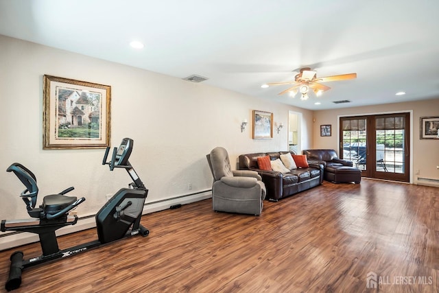 108 Colonia Rd, Colonia, NJ 07067 - living area with visible vents, wood finished floors, and ceiling fan