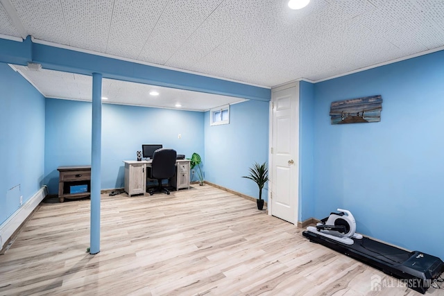108 Colonia Rd, Colonia, NJ 07067 - office with a baseboard radiator, wood finished floors, recessed lighting, and baseboards