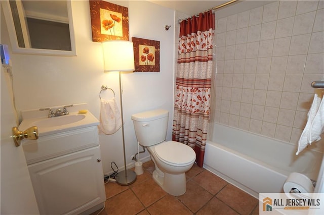 25 Clover Ave, Colonia, NJ 07067 - full bath with vanity, toilet, tile patterned flooring, and shower / bathtub combination with curtain