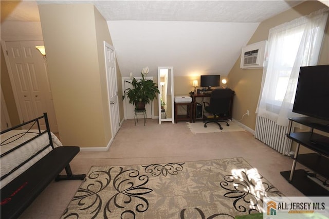 25 Clover Ave, Colonia, NJ 07067 - office space featuring vaulted ceiling, light carpet, baseboards, and a wall mounted AC