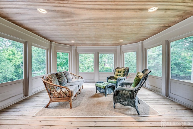 44 Rector St, Metuchen, NJ 08840 - sunroom / solarium featuring wooden ceiling, healthy amount of natural light, wood-type flooring, and recessed lighting
