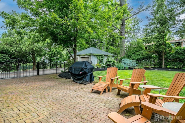 44 Rector St, Metuchen, NJ 08840 - view of patio with area for grilling and an outbuilding