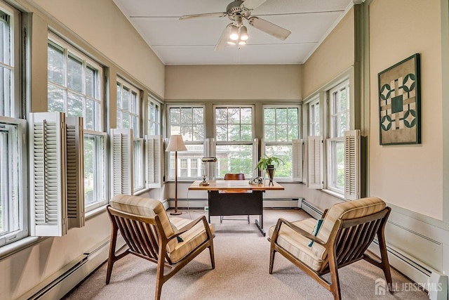 44 Rector St, Metuchen, NJ 08840 - sunroom / solarium with a baseboard heating unit, plenty of natural light, and carpet