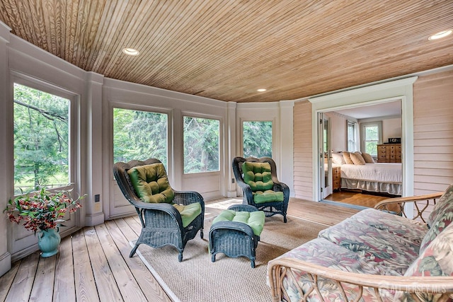 44 Rector St, Metuchen, NJ 08840 - sunroom featuring wooden ceiling, hardwood / wood-style floors, and recessed lighting