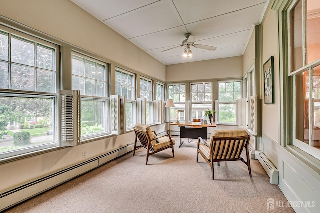44 Rector St, Metuchen, NJ 08840 - sunroom / solarium with a baseboard heating unit, carpet flooring, and plenty of natural light
