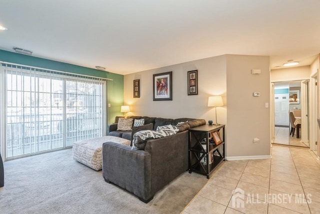 view of tiled living room