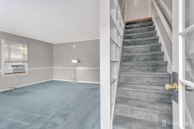 stairway with cooling unit and carpet floors