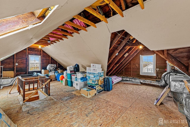 view of unfinished attic