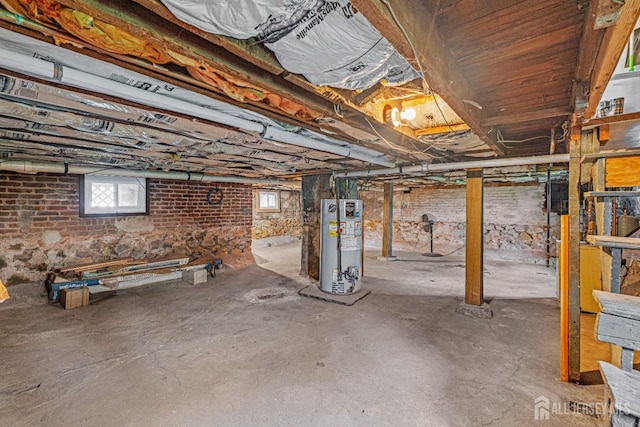 basement with water heater
