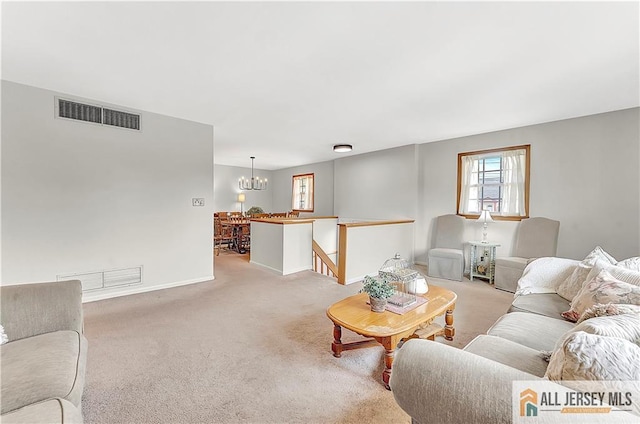 323 Green St, Woodbridge Proper, NJ 07095 - living area featuring a chandelier and light carpet
