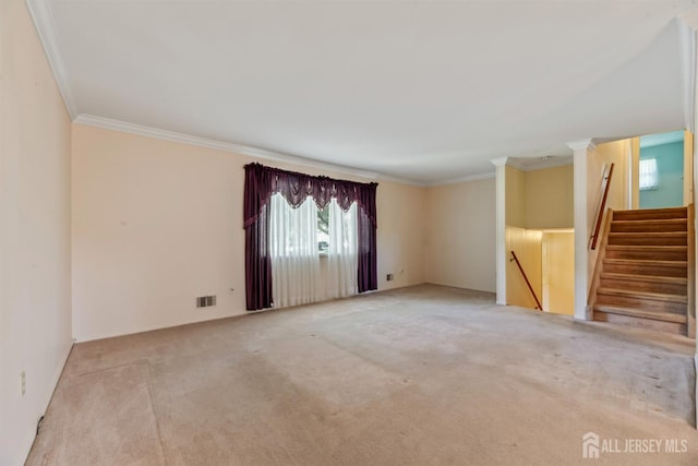 41 Winton Rd, East Brunswick, NJ 08816 - unfurnished room featuring carpet floors, ornamental molding, and stairs