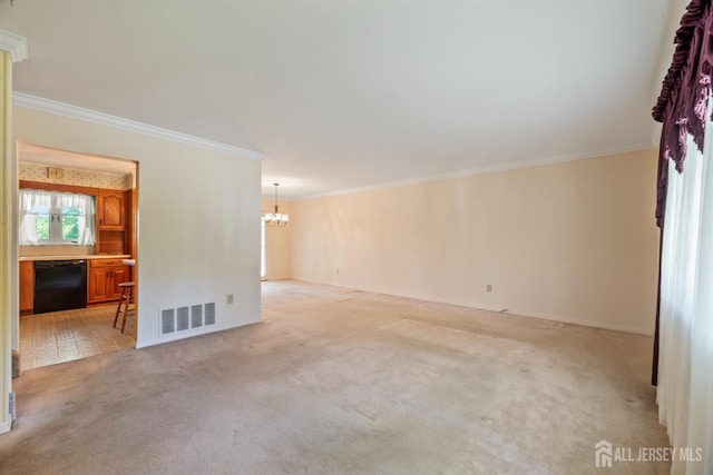 41 Winton Rd, East Brunswick, NJ 08816 - unfurnished room featuring a chandelier, crown molding, light colored carpet, and baseboards