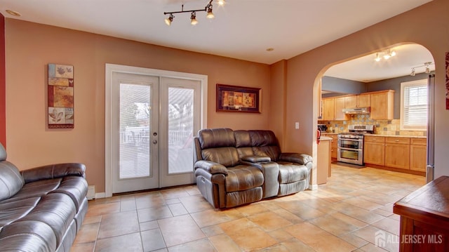 living room with french doors