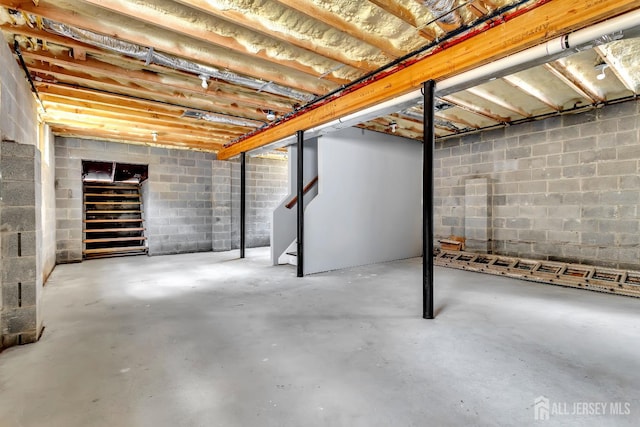 65 Bayview St, Aberdeen, NJ 07721 - unfinished basement featuring stairs