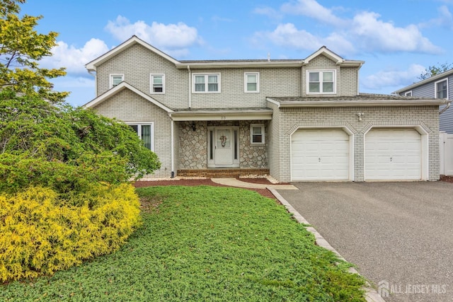 23 Highland Dr, Sayreville, NJ 08859 - view of front facade with driveway, a front yard, and brick siding