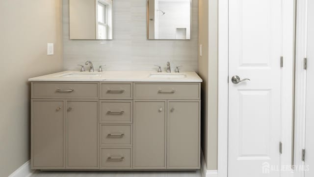 bathroom with double vanity