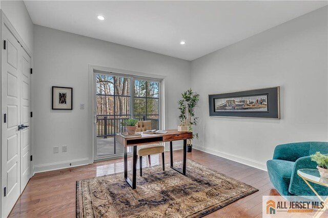 office area featuring hardwood / wood-style floors