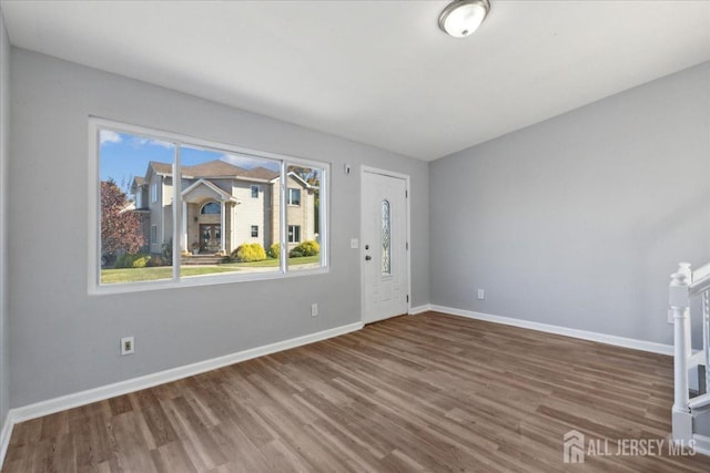 foyer entrance with wood-type flooring