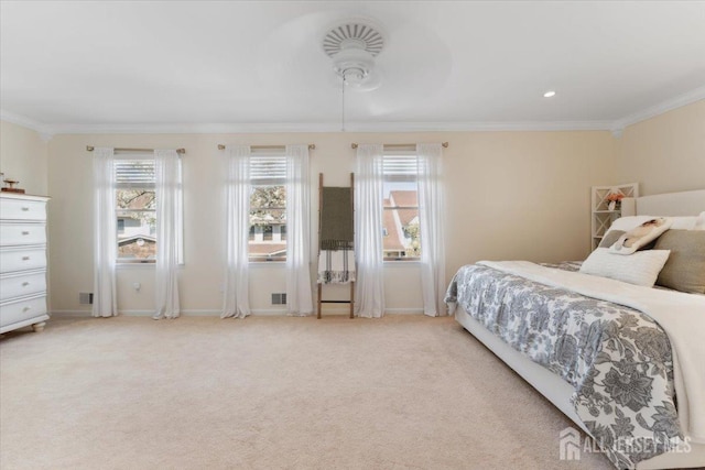 675 Raritan Rd, Clark, NJ 07066 - carpeted bedroom with ornamental molding, a ceiling fan, and baseboards