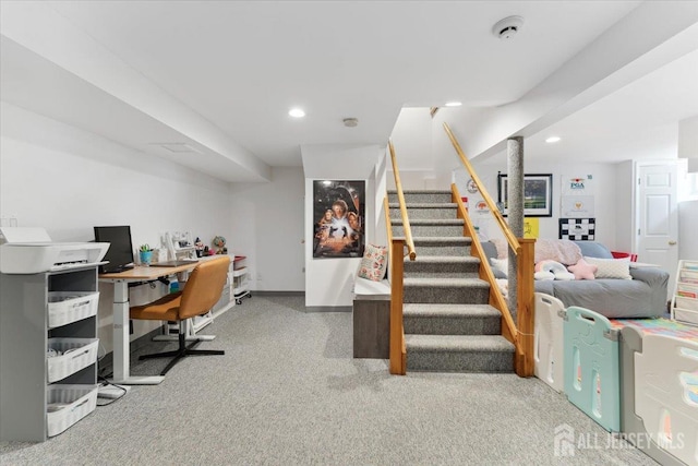675 Raritan Rd, Clark, NJ 07066 - home office with carpet flooring, recessed lighting, and baseboards