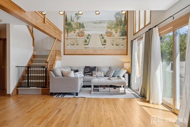 675 Raritan Rd, Clark, NJ 07066 - living area with hardwood / wood-style floors and stairway