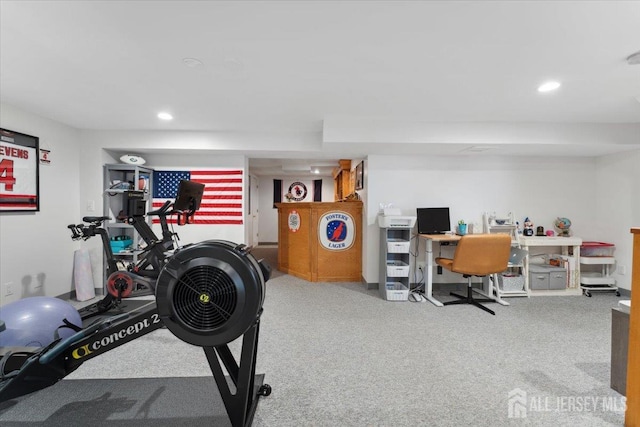 675 Raritan Rd, Clark, NJ 07066 - exercise room featuring carpet flooring and recessed lighting
