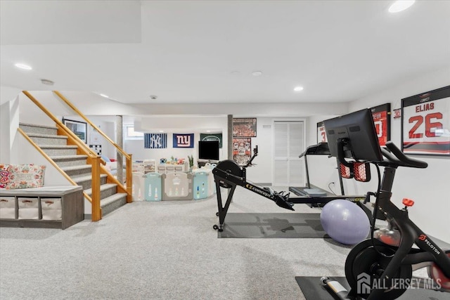675 Raritan Rd, Clark, NJ 07066 - workout room featuring carpet and recessed lighting