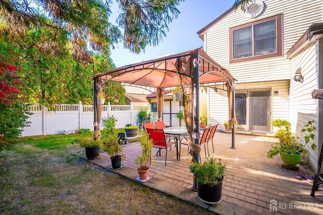 view of patio / terrace featuring a gazebo