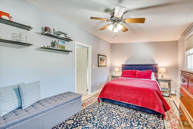 bedroom featuring ceiling fan