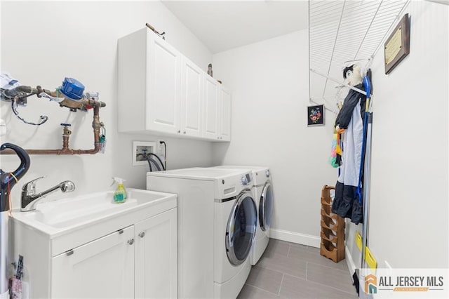 24 Birmingham Ln, Monroe, NJ 08831 - washroom with cabinet space, independent washer and dryer, and light tile patterned floors