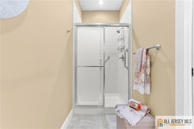 24 Birmingham Ln, Monroe, NJ 08831 - full bath featuring a shower stall and baseboards